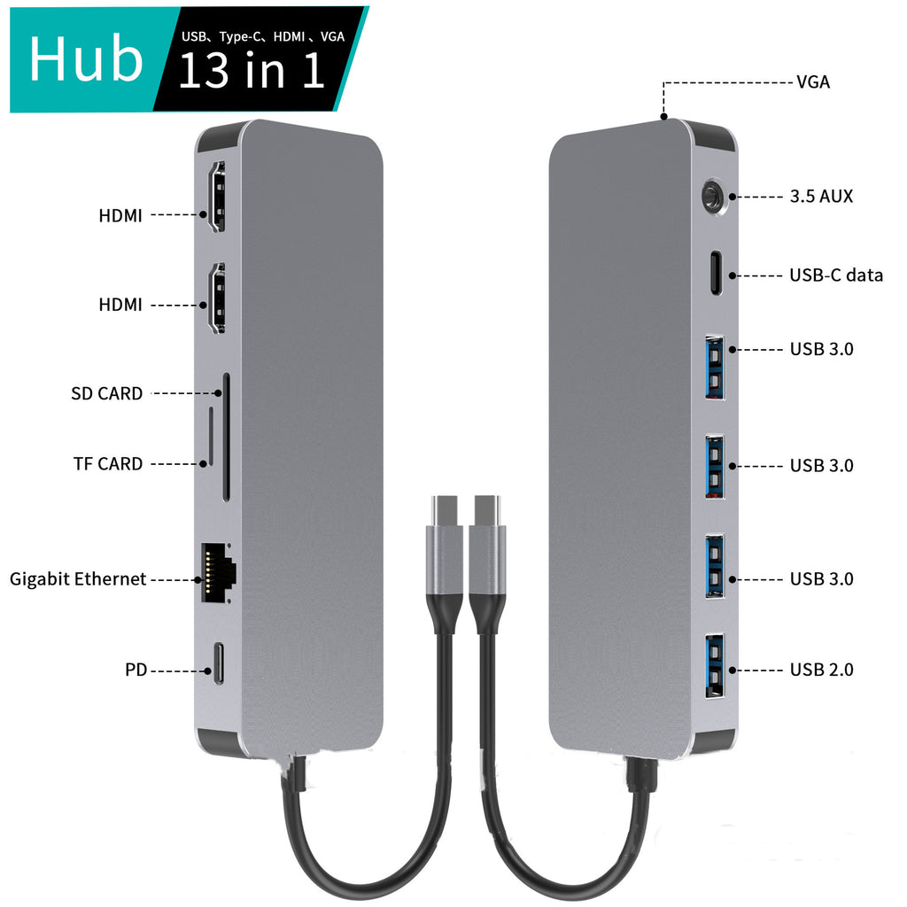 Station d'Accueil Hub USB-C 13-en-1 | Lazetech