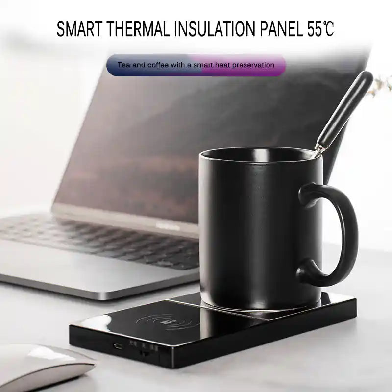 Chauffe-Tasse 2-en-1 avec Chargeur Sans Fil - Café Chaud au Bureau -  | Lazetech Store