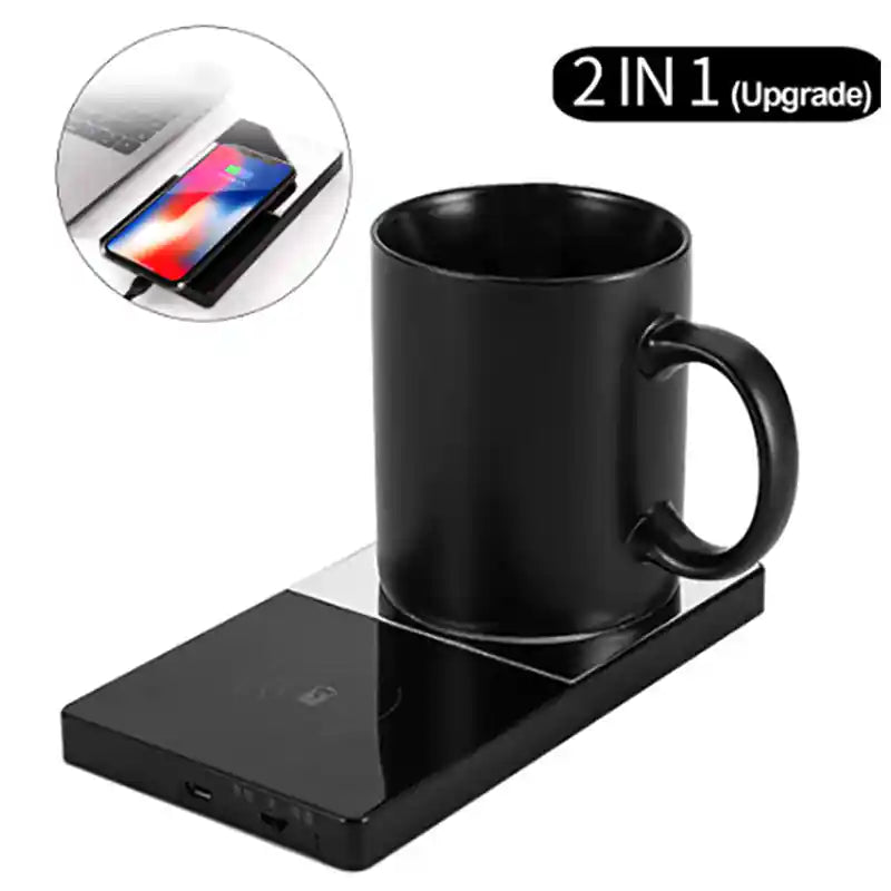 Chauffe-Tasse 2-en-1 avec Chargeur Sans Fil - Café Chaud au Bureau -  | Lazetech Store