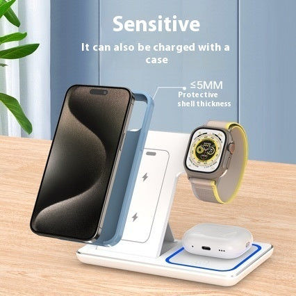 Station de Charge Sans Fil 15W 3-en-1 - Compatible iPhone iWatch et AirPods - White / IPhone | Lazetech Store